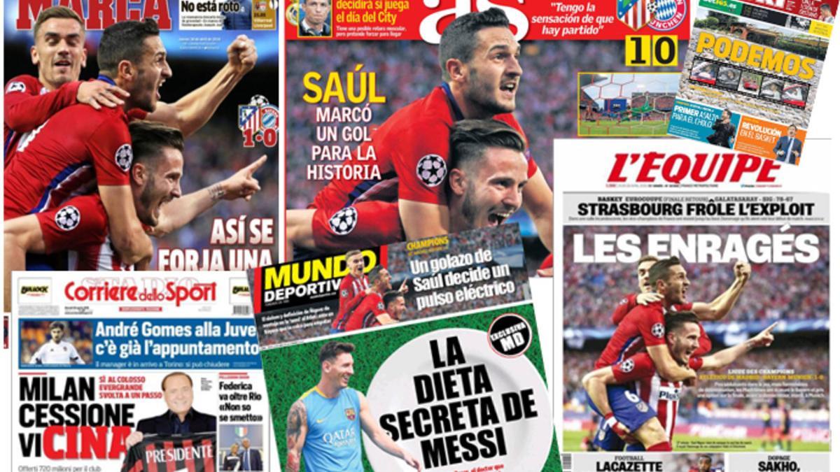 La prensa destaca la victoria del Atlético.