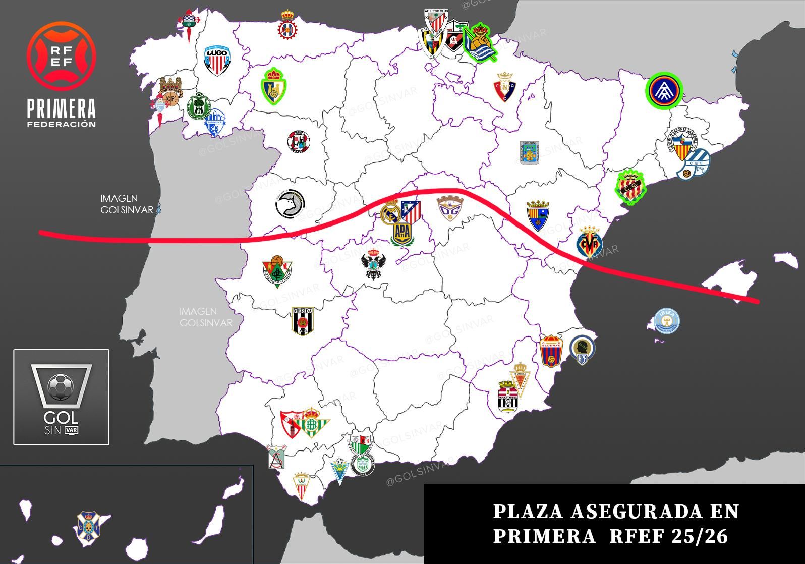 Distribución en la que el Tenerife compartiría grupo con el Real Murcia y el FC Cartagena