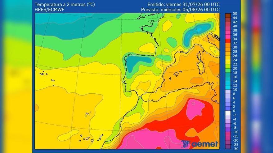 Pronóstico del tiempo de la Aemet en Canarias del 31 de julio al 10 de agosto de 2026