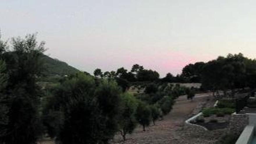 Vista panorámica desde la terraza del restaurante, con la ‘possessió’ al fondo.