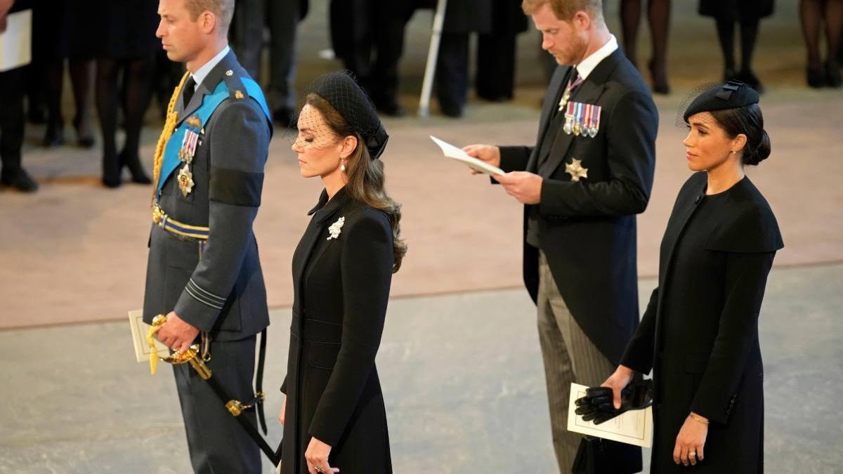 Kate Middleton, el príncipe Guillermo, Meghan Markle y el príncipe Harry en Westminster Hall