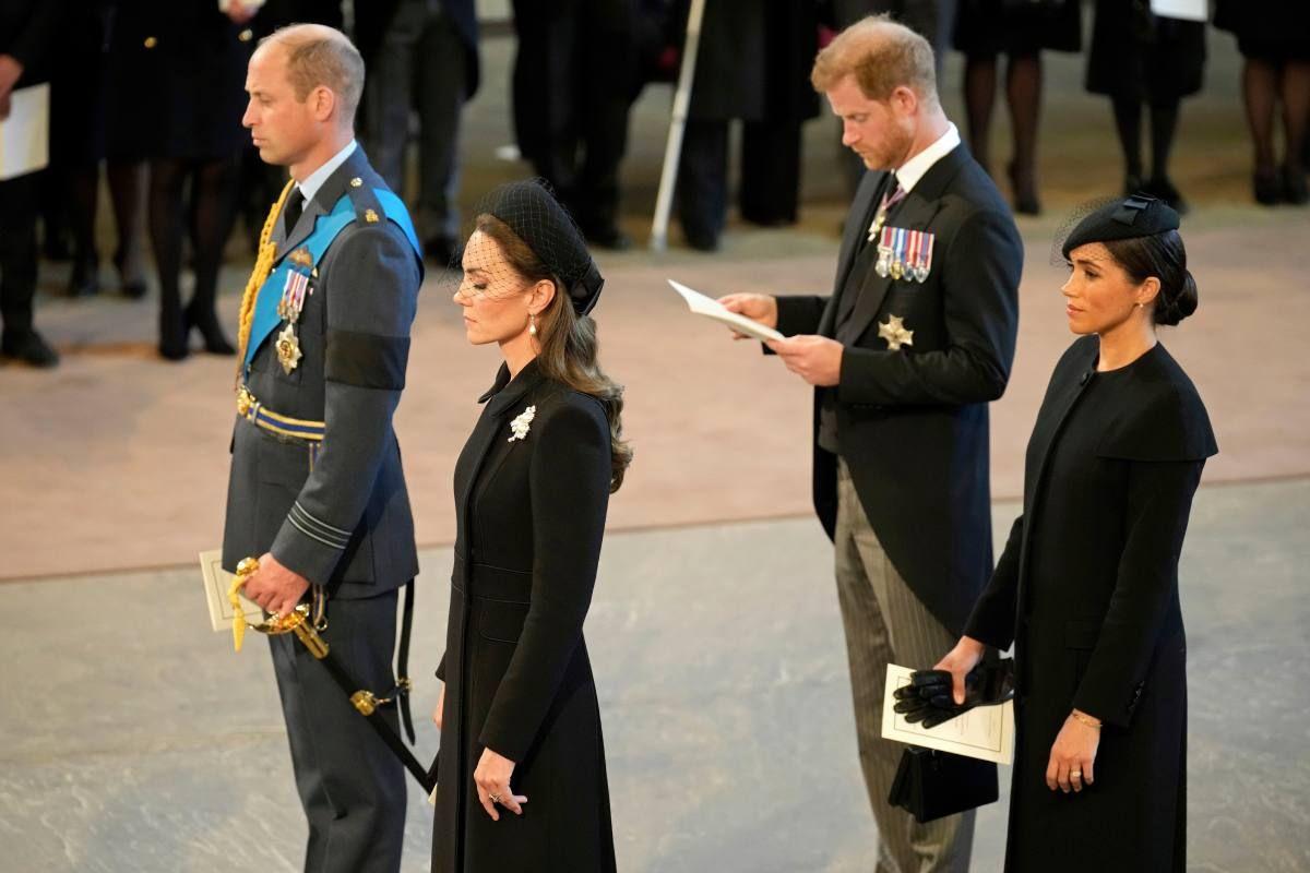 Kate Middleton, el príncipe Guillermo, Meghan Markle y el príncipe Harry en Westminster Hall