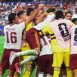 Los jugadores de la selección española celebran el segundo gol contra Francia