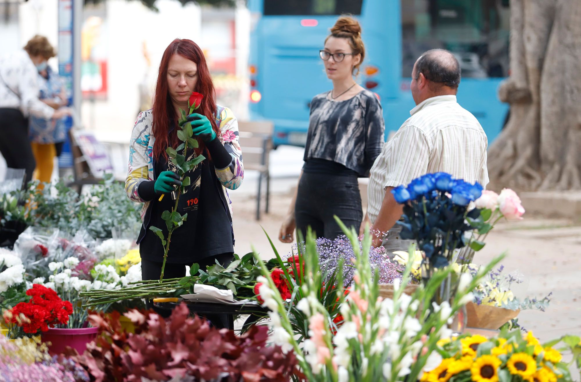 Venta de flores en Málaga de cara al 1 de noviembre, Día de Todos los Santos