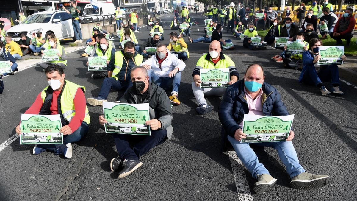 Un momento de la protesta en A Coruña