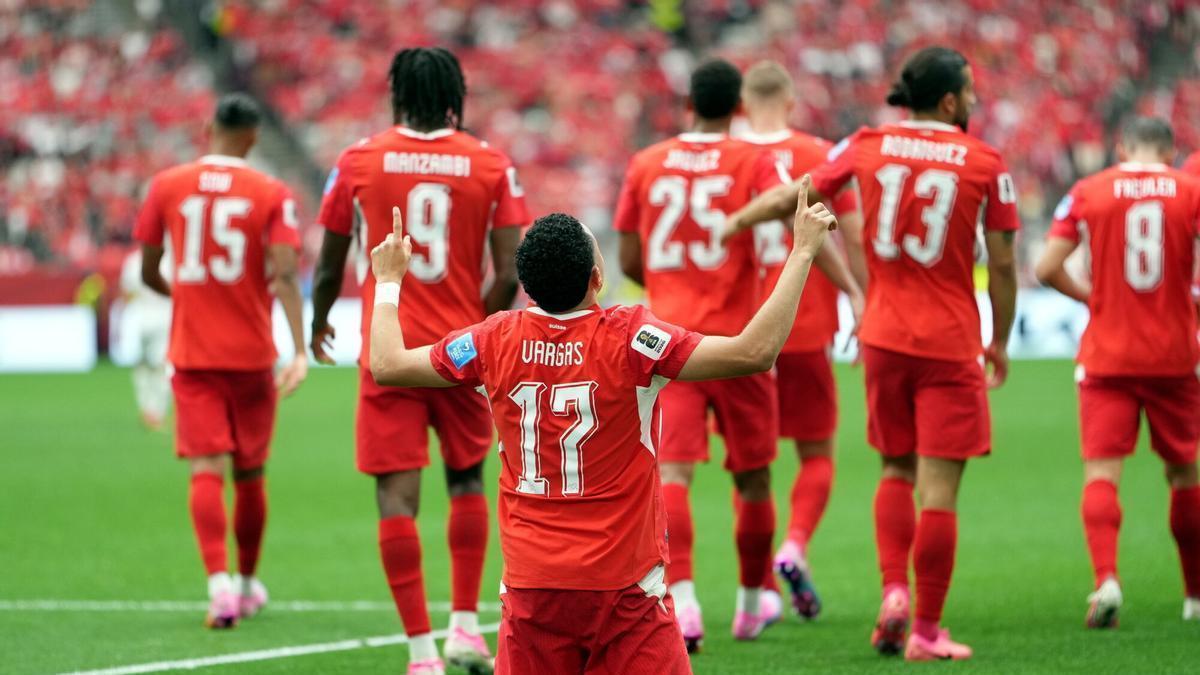 Rubén Vargas celebra el 1-0 en el Suiza-Canadá en Vancouver del Mundial 2026