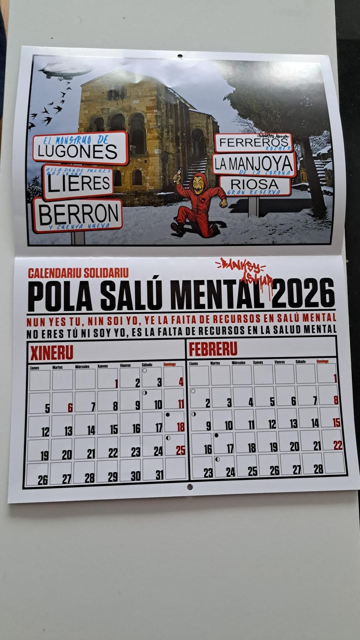 Otra página del calendario de Banksy Astur.