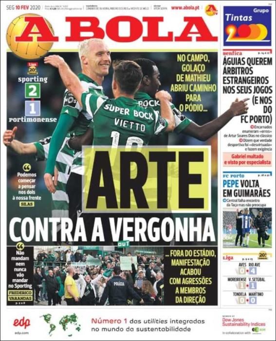 Portada A BOLA lunes 10 febrero 2020