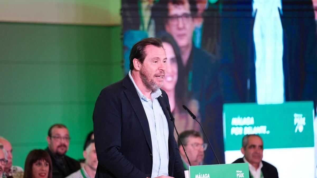 Óscar Puente, en el Congreso del PSOE de Málaga.