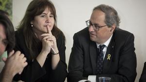 Laura Borràs y Quim Torra, en una reunión de JxCat.