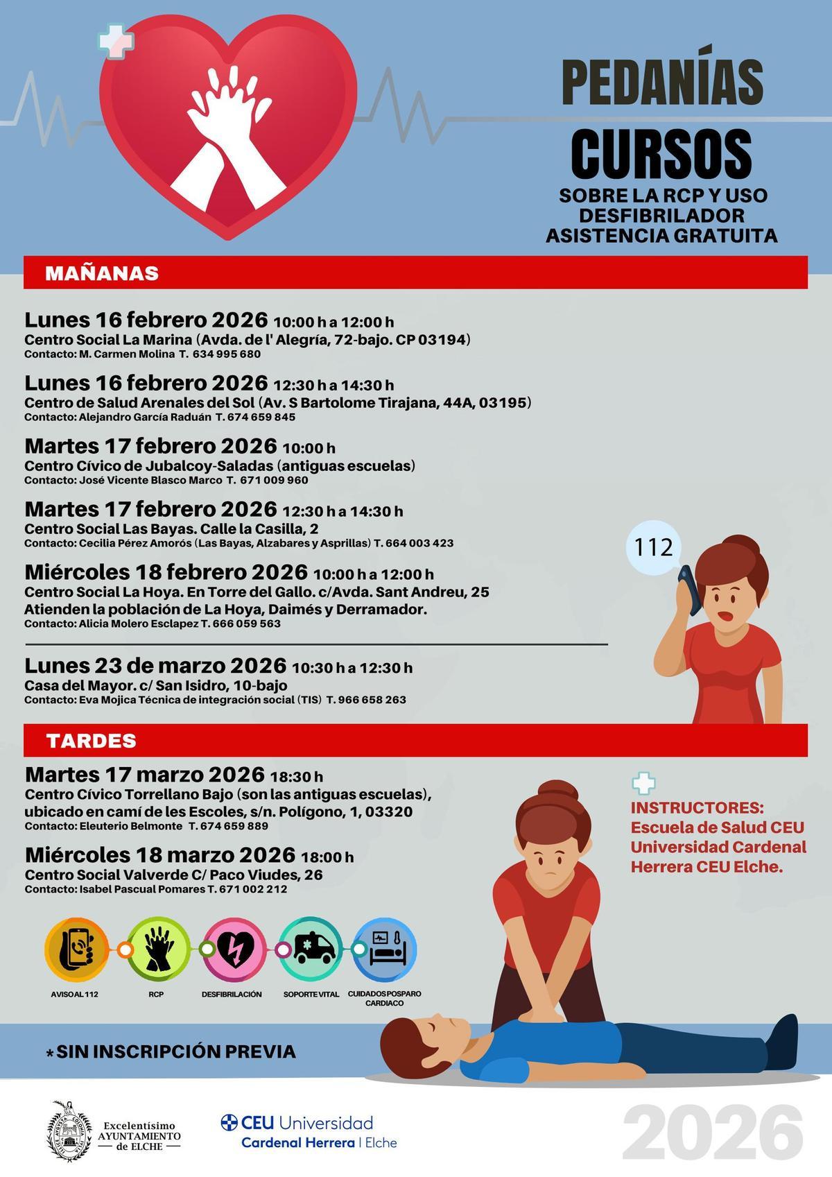 Cartel con la programación de los cursos