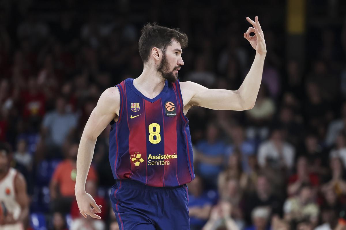 Darío Brizuela, tras anotar un triple ante el Bayern.