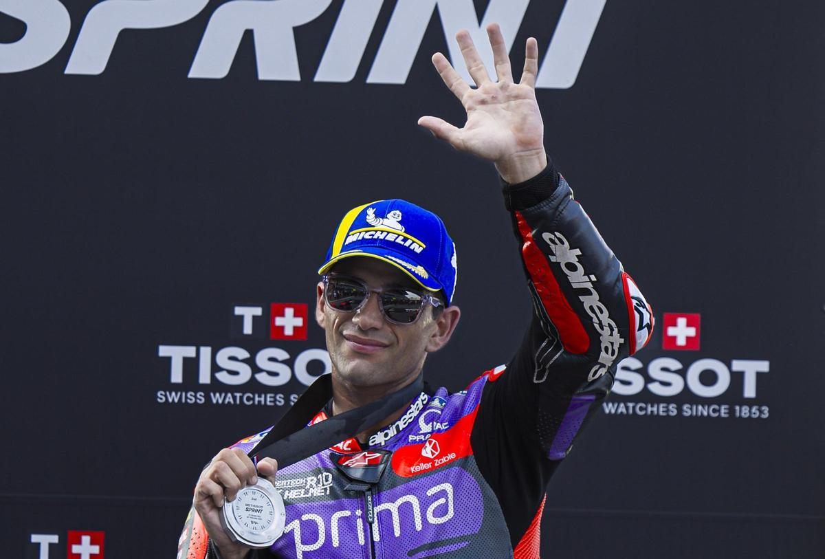 Jorge Martín (Ducati) ha celebrado, hoy, en Tailandia, el segundo puesto de la 'sprint'