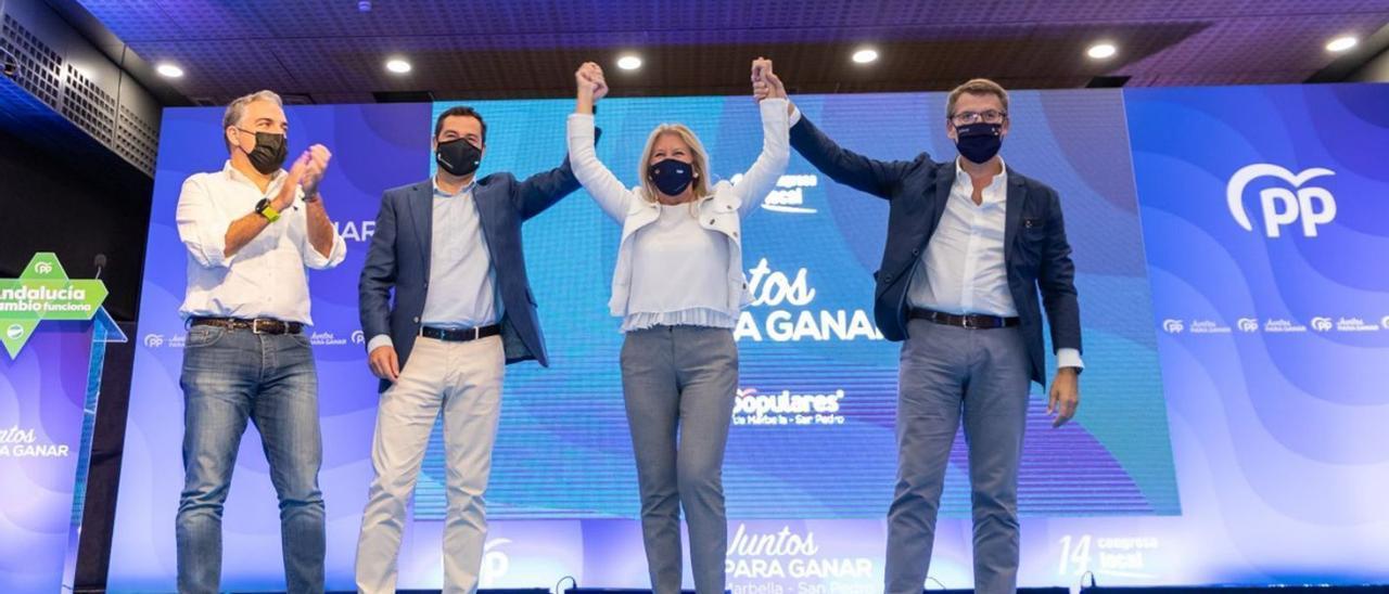 Bendodo, Moreno, Muñoz y Feijóo, en un acto del PP en Marbella.