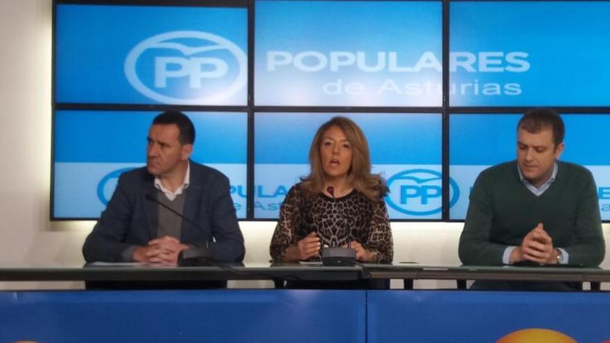 Por la izquierda, Javier Cuesta, Teresa Mallada y el diputado autonómico Pablo Álvarez-Pire.