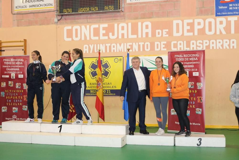 Final regional de tenis de mesa en Calasparra