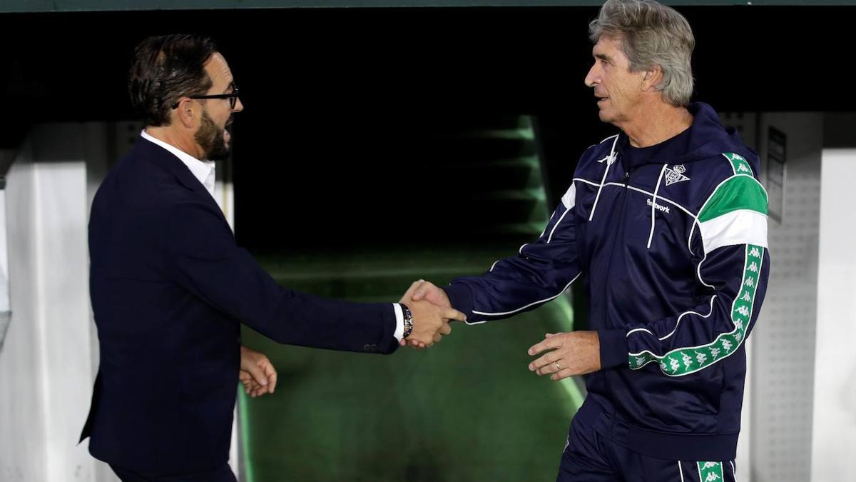 Bordalás y Pellegrini en el partido liguero de la primera vuelta.