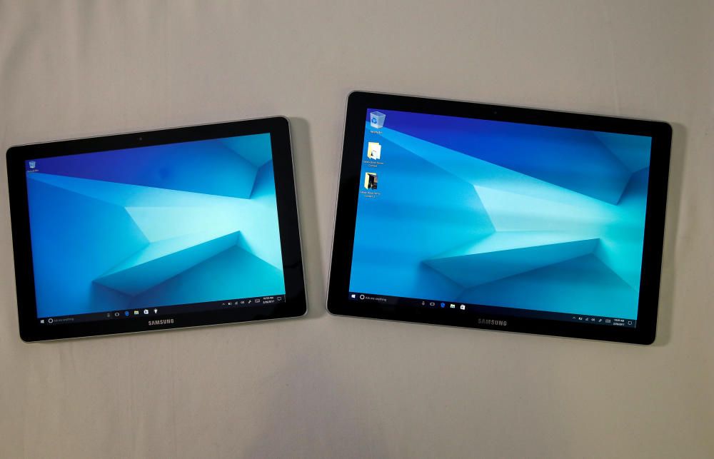 The new Samsung Galaxy Book models are displayed ...