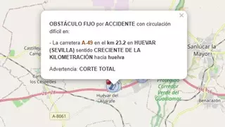 Cortada la A-49 en Huévar por un accidente múltiple con tres heridos