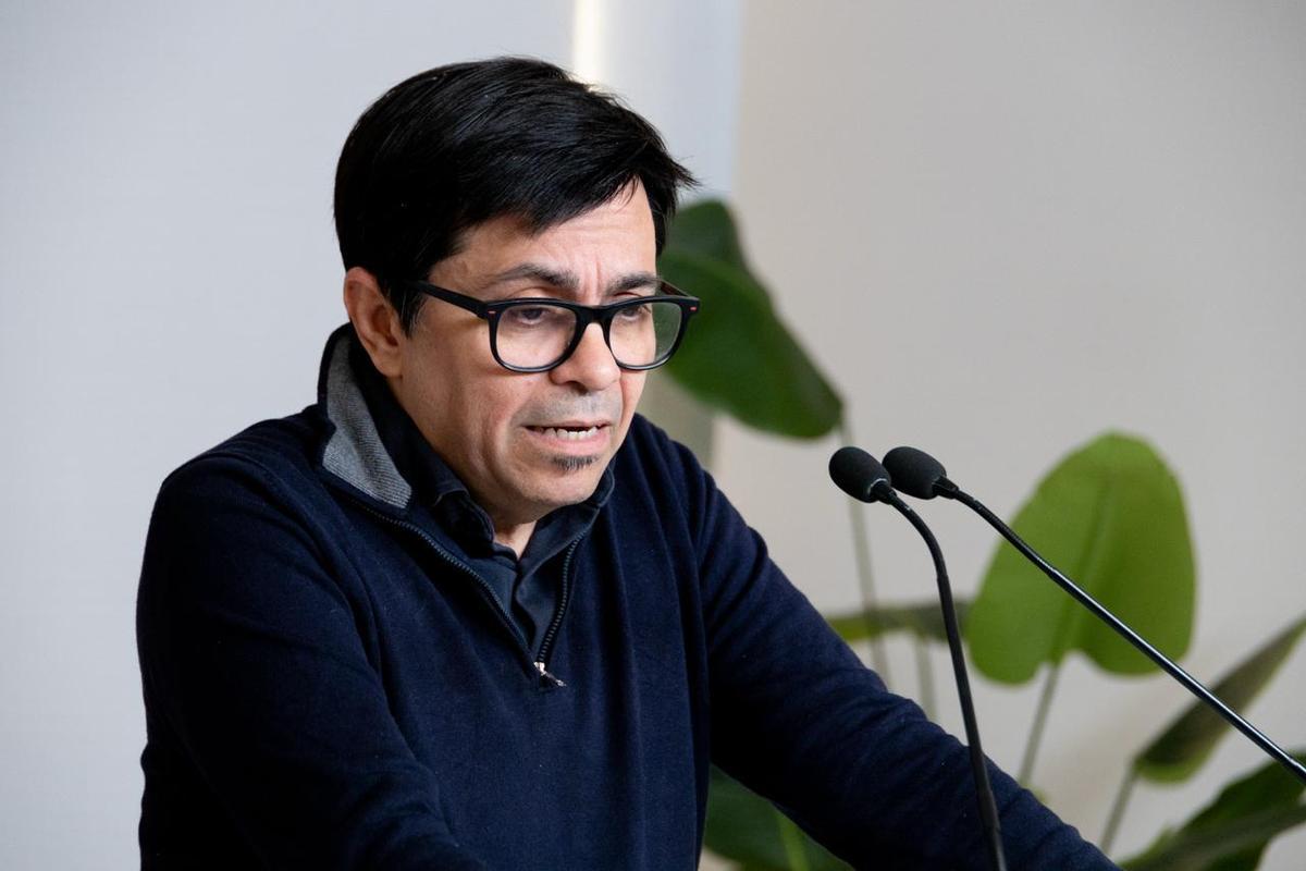 El portavoz de Catalunya en Comú y diputado en el Congreso, Gerardo Pisarello, este lunes en rueda de prensa