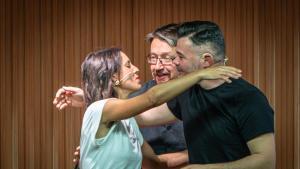 Irene Montero, Xavier Domènech y Gabriel Rufián en el acto de este jueves sobre la unidad de las izquierdas.