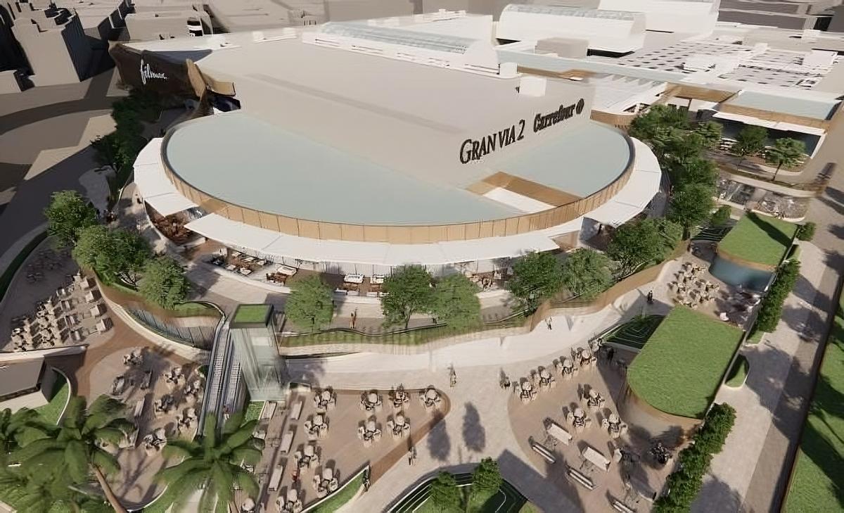 Render de la futura ampliación del centro comercial en la esquina de la calle Física con Ciencias.