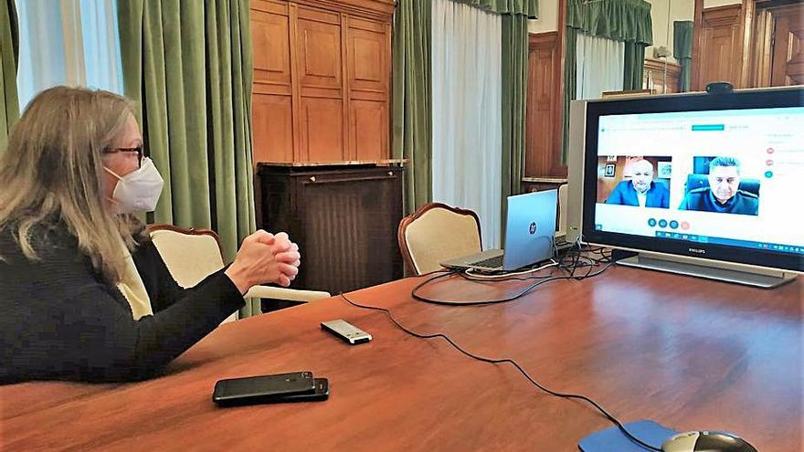 Videoconferencia entre la subdelegada, el alcalde y Guardia Civil. | //L.O.