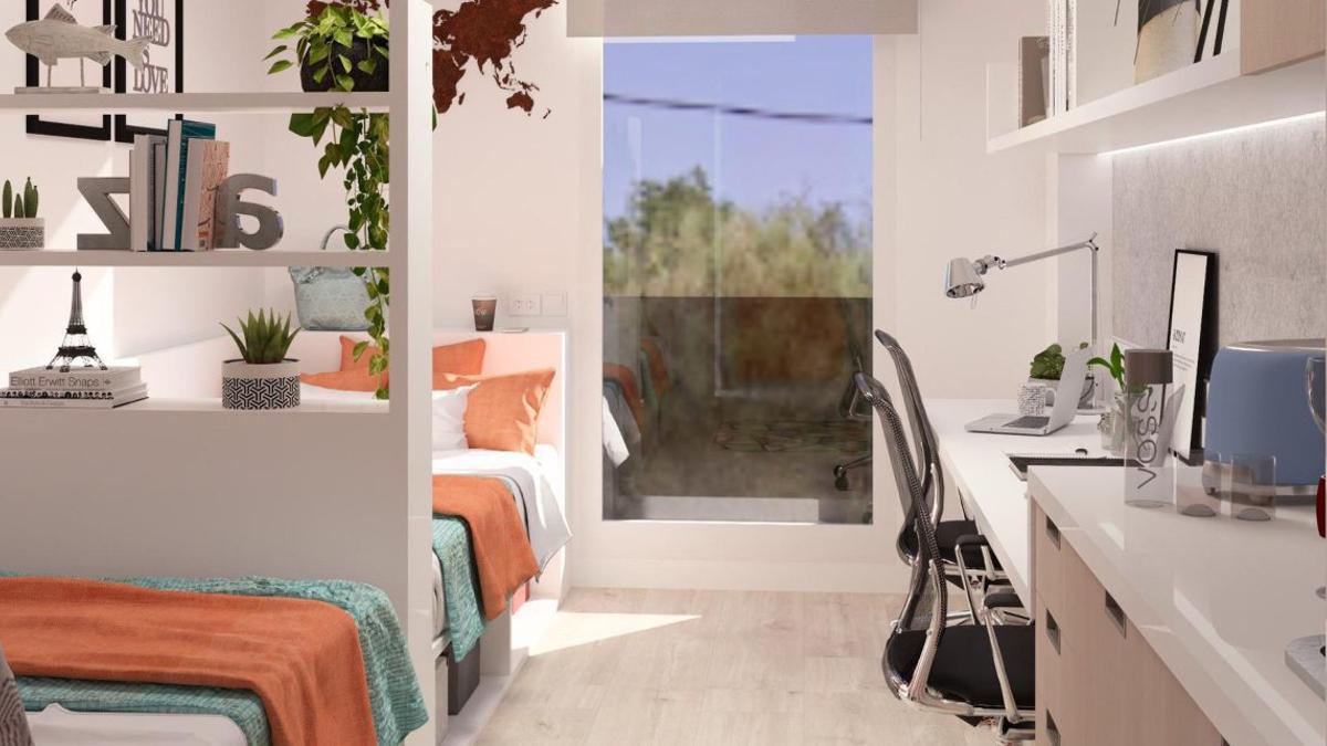 Imatge virtual d’una habitació doble de la futura Resa Vall d’Hebron.