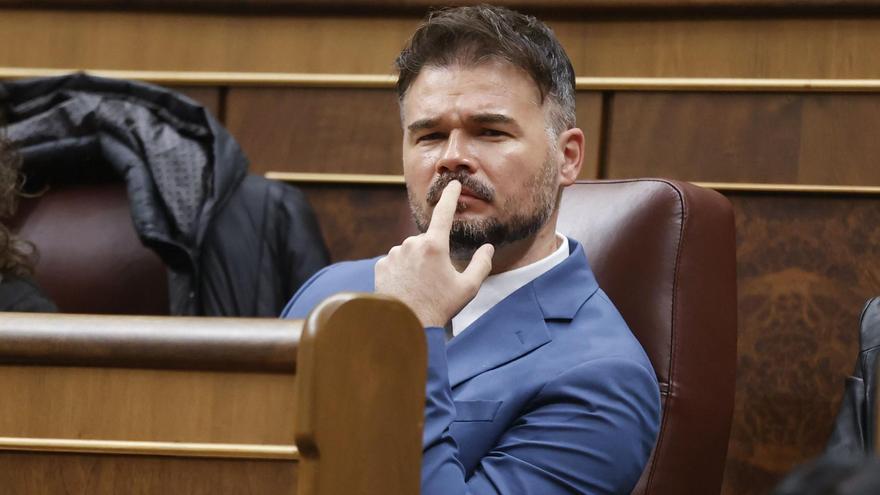 El líder de ERC en el Congreso, Gabriel Rufián, este miércoles en el Congreso.