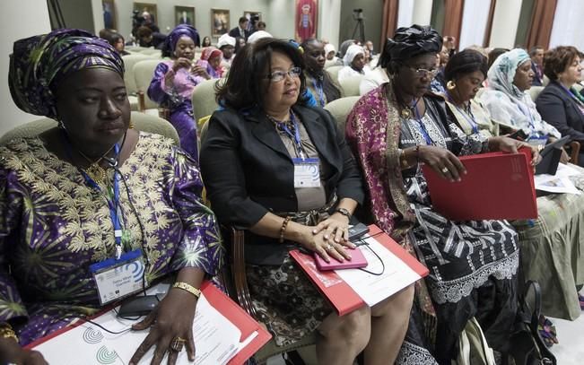 16/05/2016.Inauguración del I Encuentro de Parlamentarias Canarias-África.Hanna Birna.Catherine Samba-Panza.Carolina Darias.Maria Teresa Fernandez de la Vega.Barbara Hendricks.Santa Cruz de Tenerife