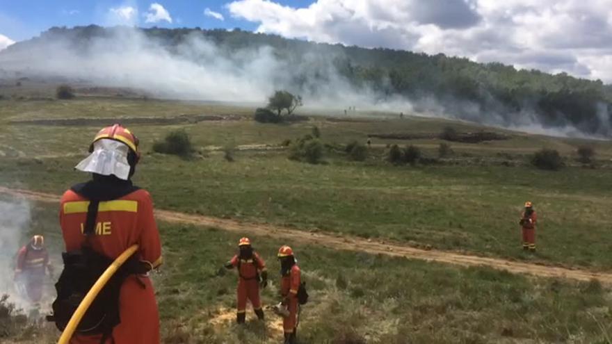 Simulacro de incendio en Morella