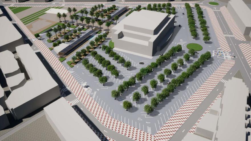 Recreació de com serà l’aparcament de la plaça Europa, quan s’acabin les obres. | AJUNTAMENT DE PLATJA D’ARO