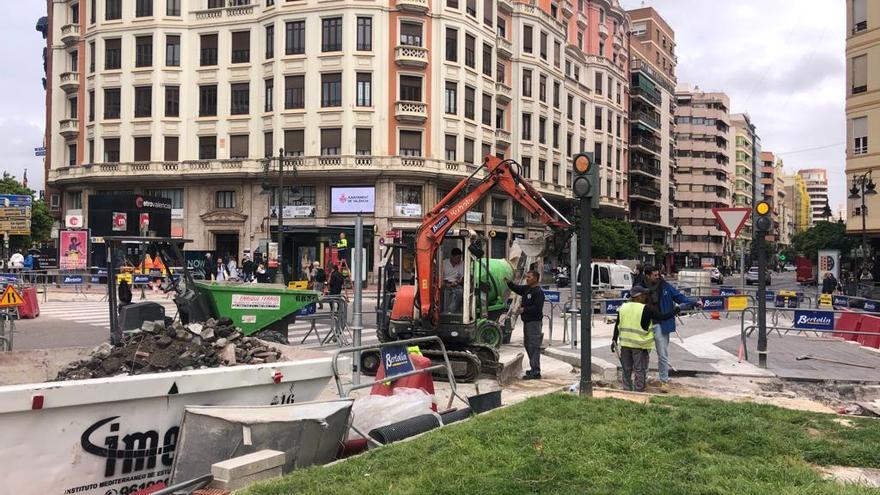 Así está la Plaza de España con las obras del nuevo carril bici