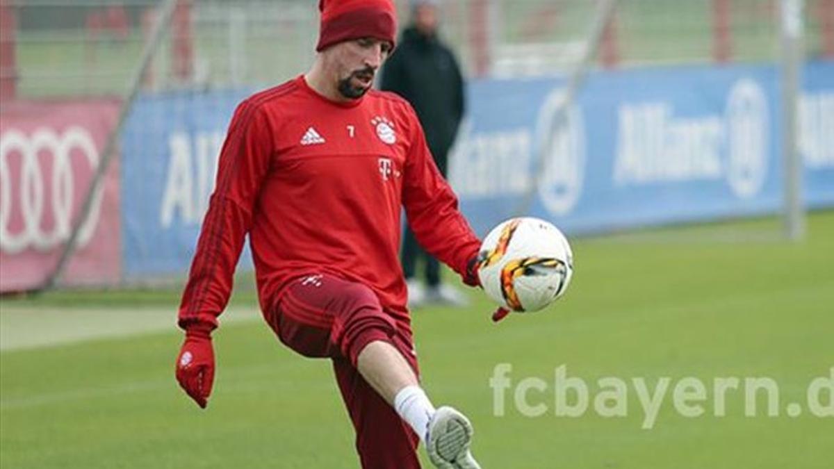 Ribéry, durante la sesión de entrenamiento de este jueves
