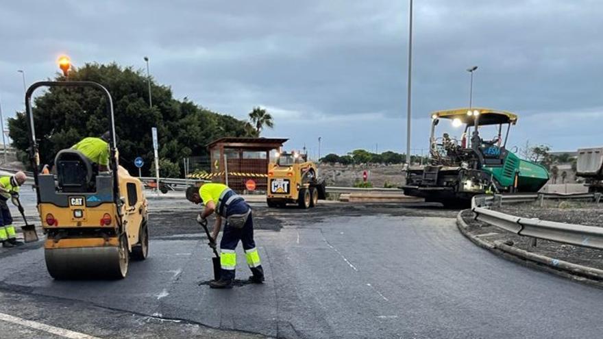 Trabajos de asfaltado en la capital grancanaria