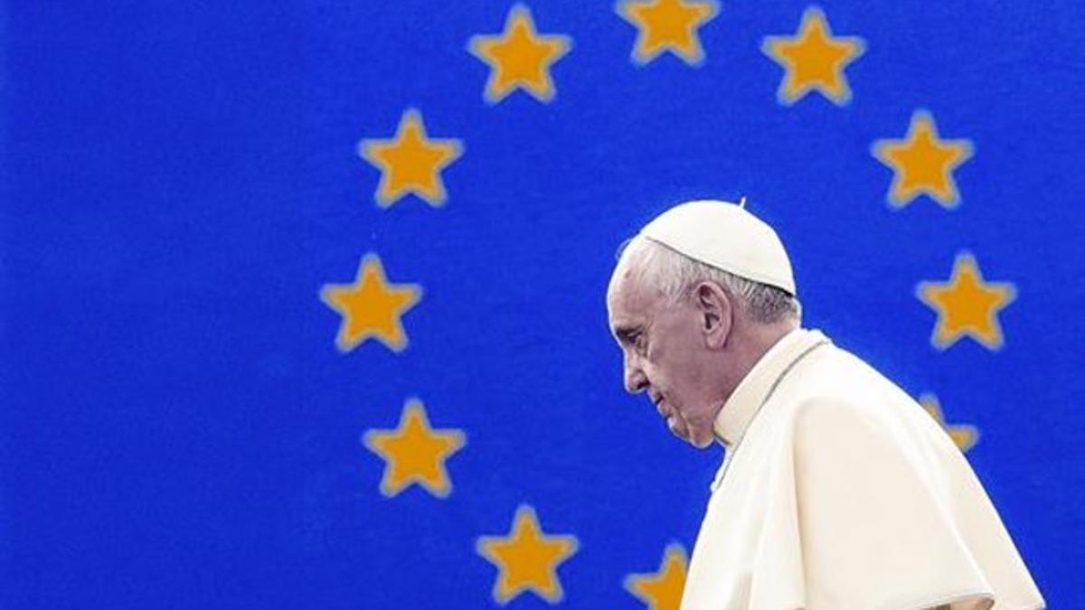 El papa Francisco, ayer en su aparición en Estrasburgo.