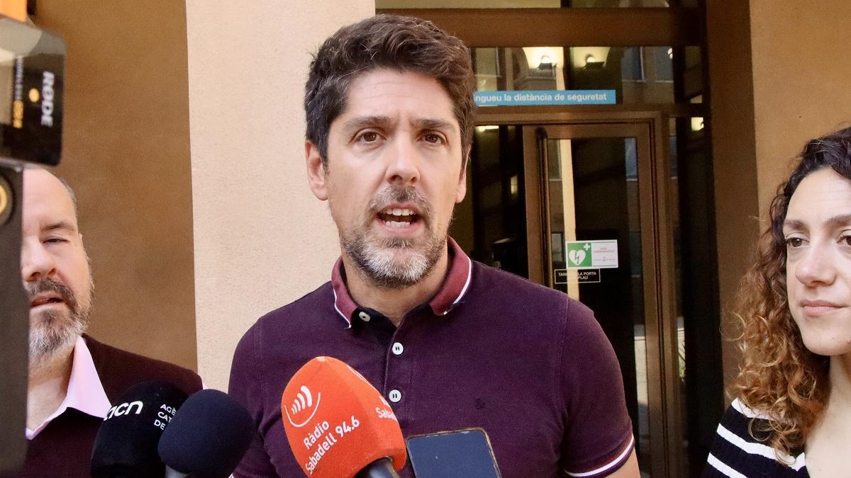 El diputado y portavoz de los Comuns en el Parlament, David Cid, este sábado en Sabadell