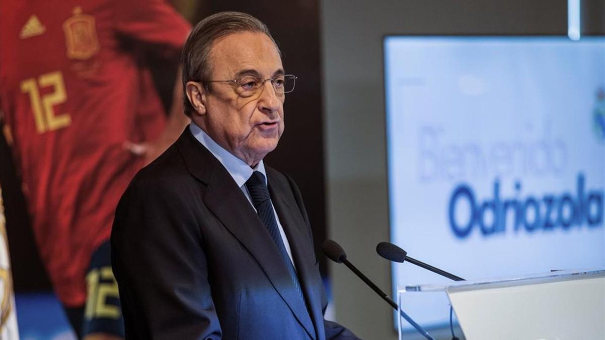 Florentino Pérez, durante la presentación de Odriozola