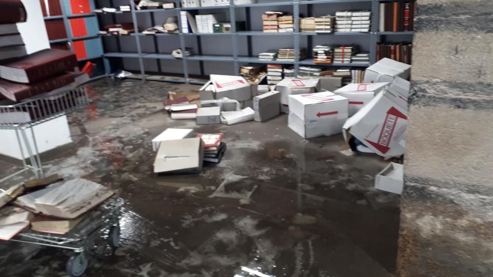 Inundación en en archivo judicial de Tabacos