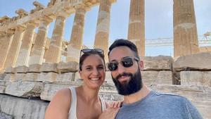 Cristina y Fran, en Grecia antes de viajar a Israel.