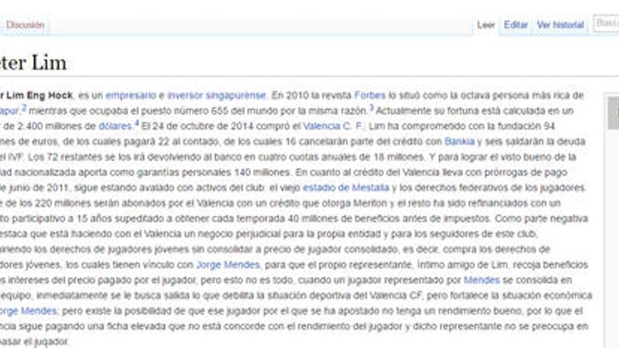 Peter Lim en la Wikipedia.