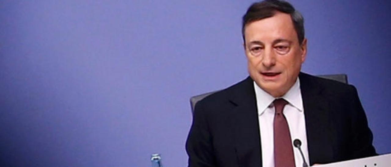 Mario Draghi, ayer en la comparecencia en Fráncfort.