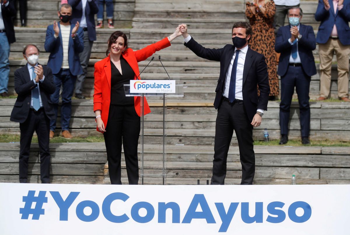 Ayuso junto a Pablo Casado en la presentación de las líneas del PP para el 4M.