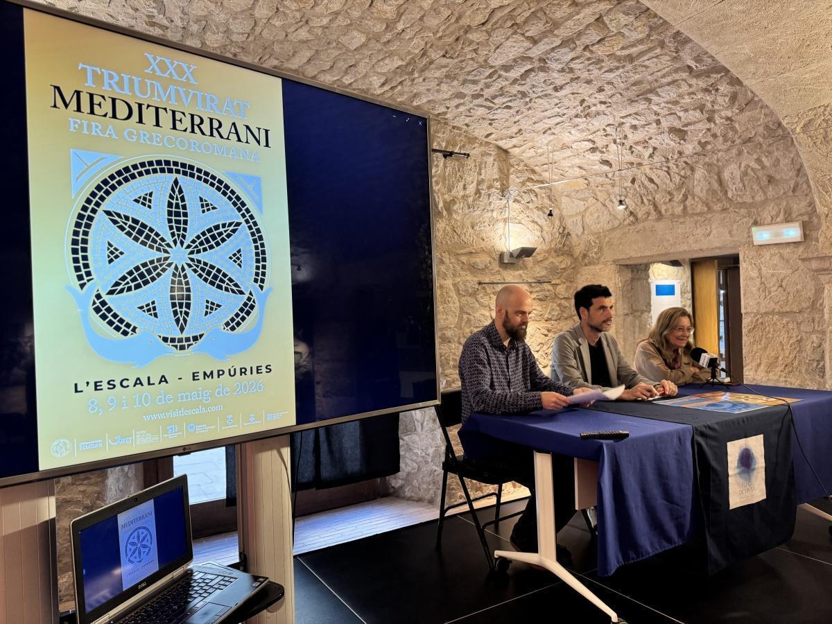 Un moment de la presentació del 30è Triumvirat Mediterrani que se celebra a l'Escala.