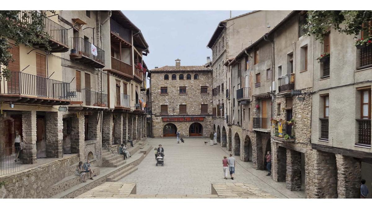 Simulació 3D de la nova plaça Porxada de Bagà