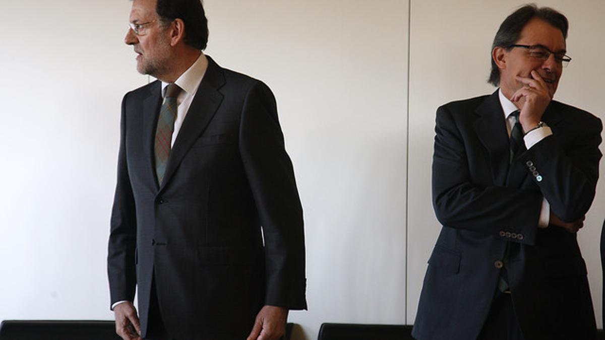 Mariano Rajoy y Artur Mas, durante la inauguración del AVE a Figueres, el martes.