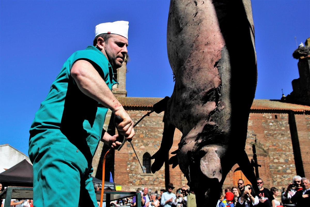 Toni Iglesias, encargado de despiezar y explicar el aprovechamiento de las carnes