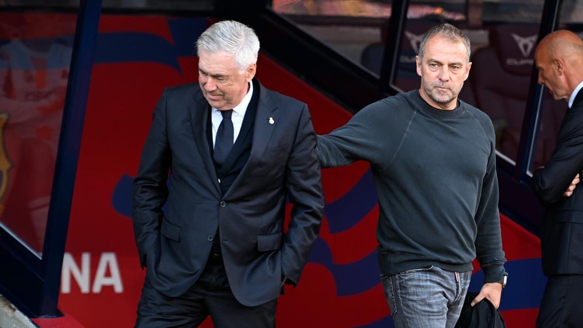 Ancelotti and Flick before the classic in Montjuïc.
