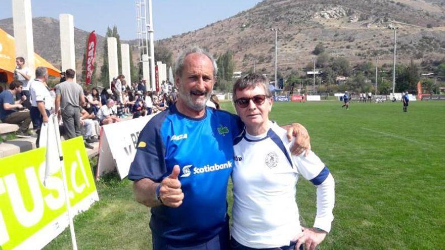 Zerbino, junto a Roberto Haritcalde, medio melé de Old Boys y la selección de Chile.