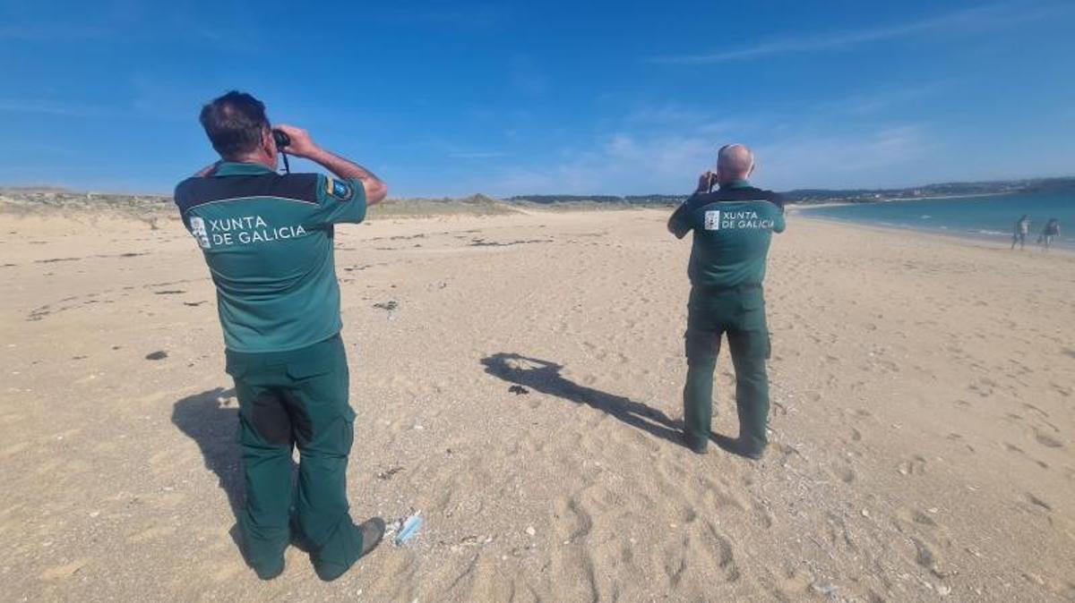 Usuarios con perros en la playa de A Lanzada, hace unos días. | //  FDV